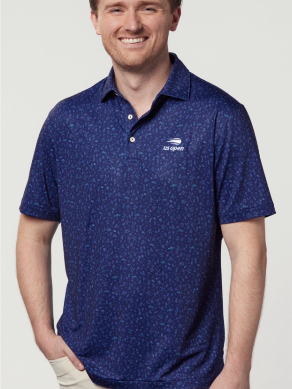 US Open Peter Millar Signature Print Polo - Navy Size XXL